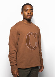 (Made to Order) Brown Varsity Crew Neck