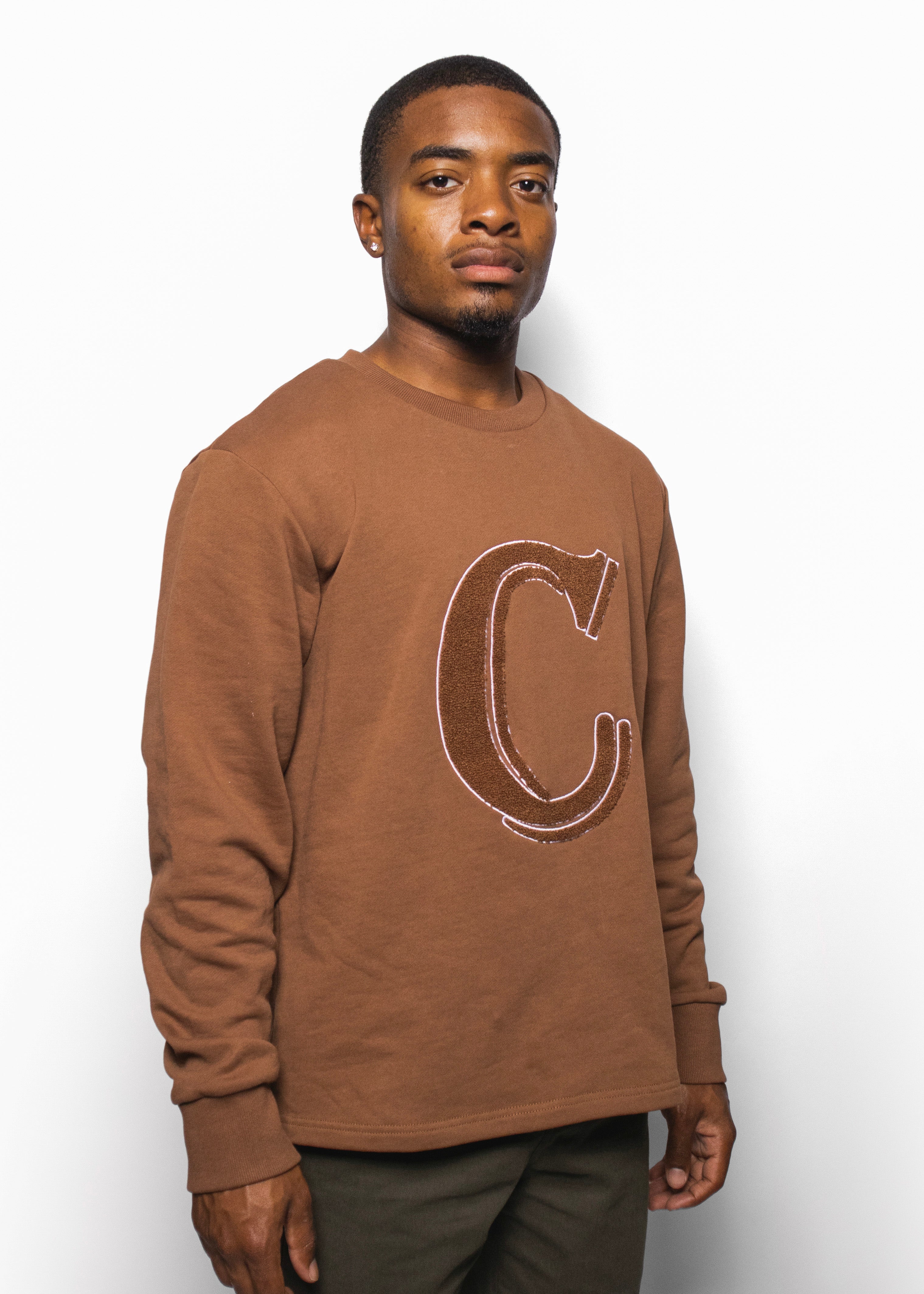(Made to Order) Brown Varsity Crew Neck