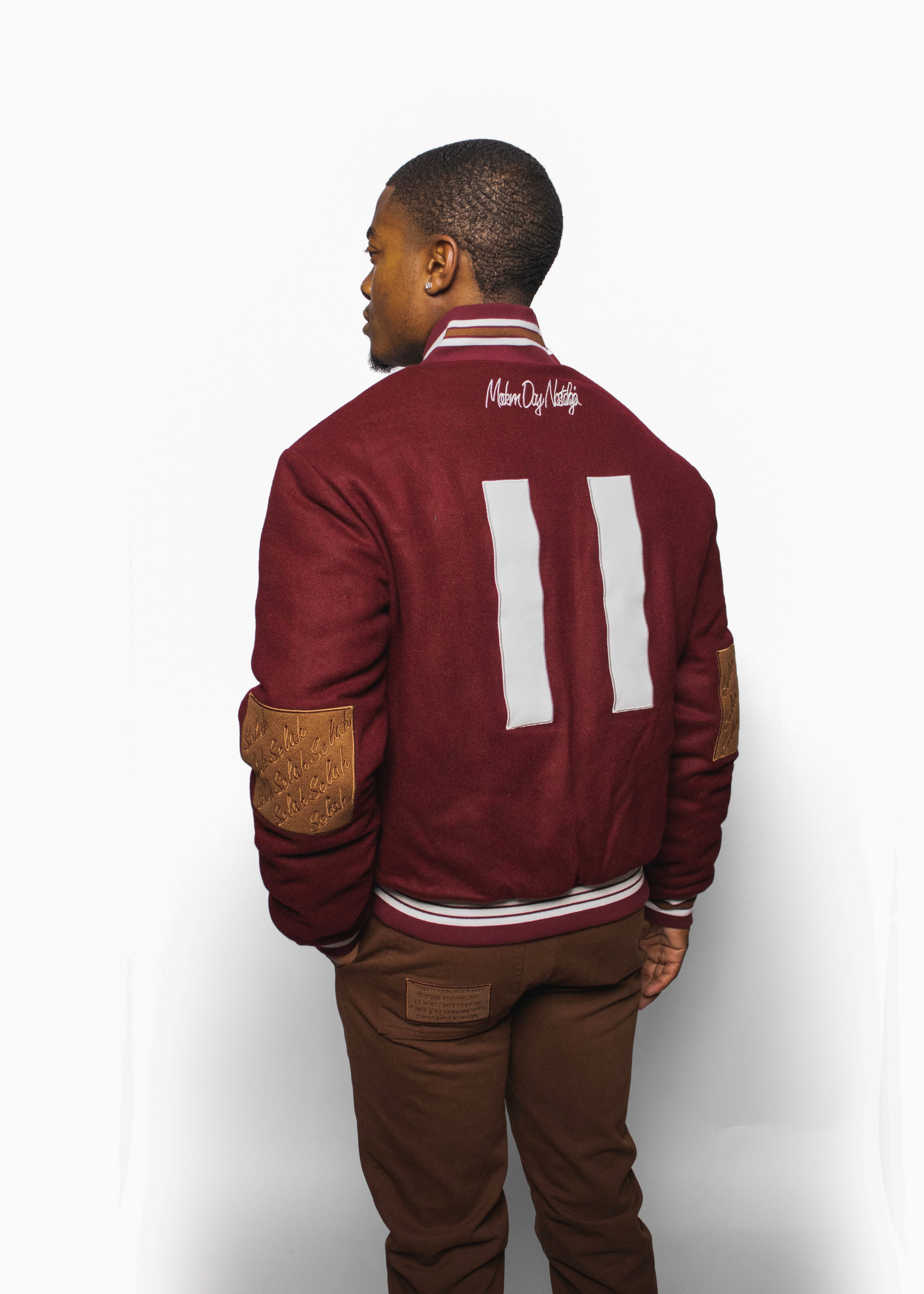 (Made to Order) Cranberry Wool MDN Letterman Jacket