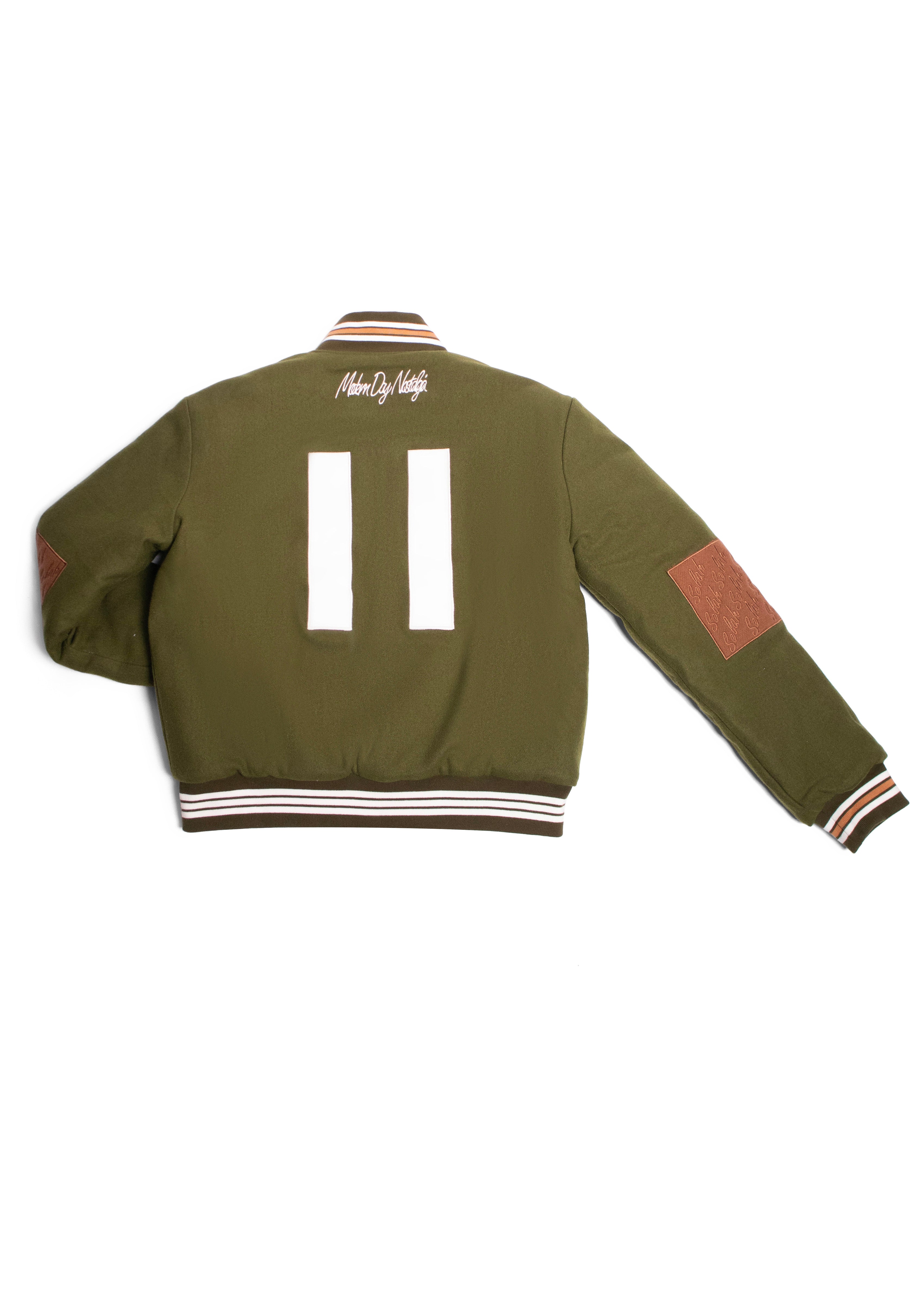 Olive Wool MDN Letterman Jacket